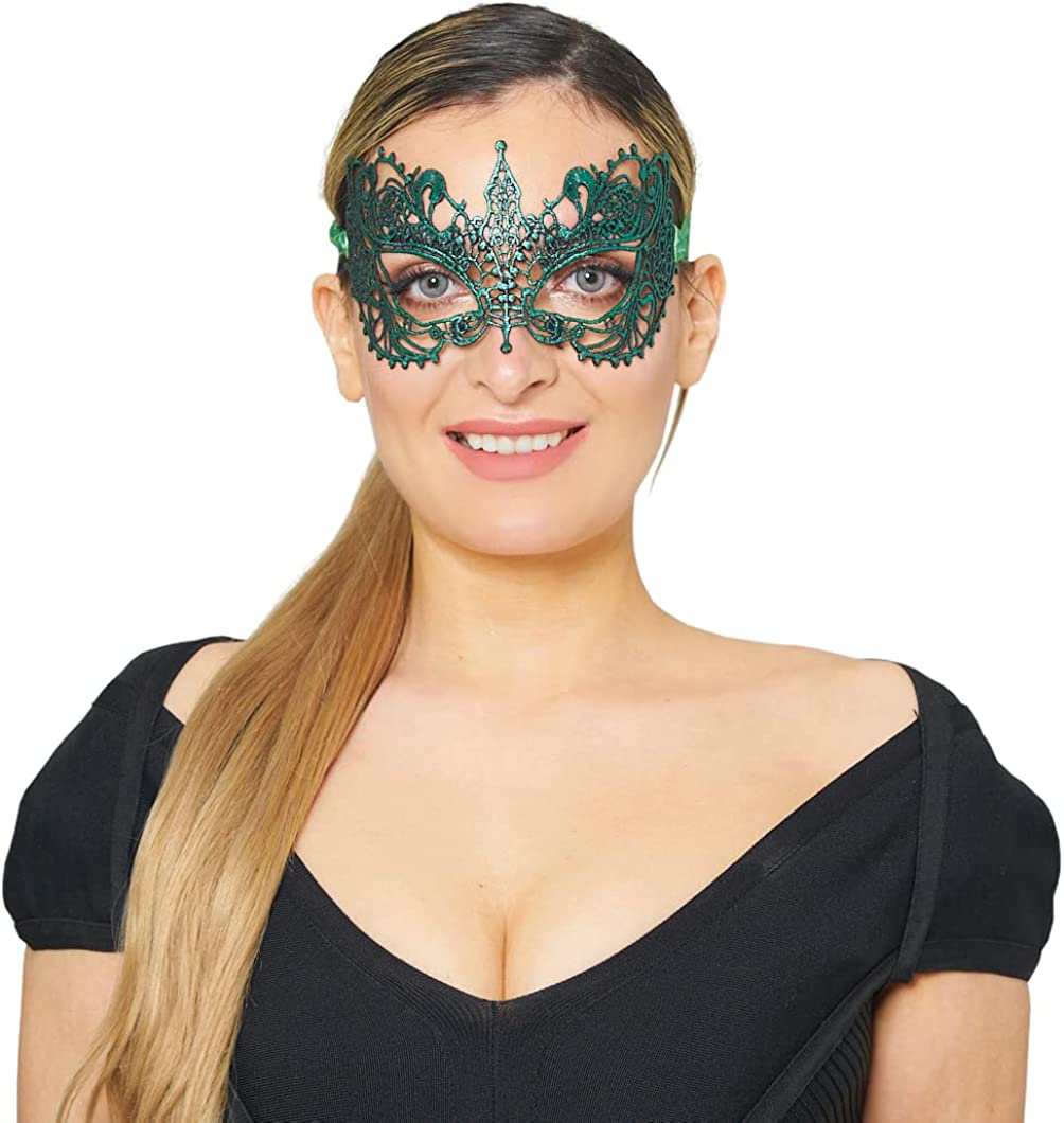 Women’s Stunning Masquerade Lace Mask- Green