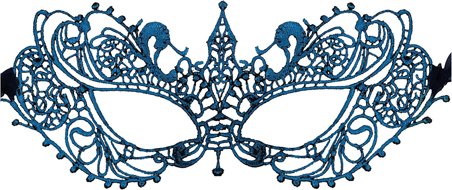 Women’s Stunning Masquerade Lace Mask- Blue