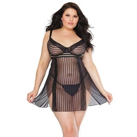 Coquette Babydoll & G-String Set-Black
