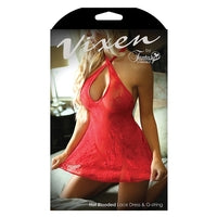 Fantasy Lingerie Vixen Hot Blooded Lace Dress & G-String