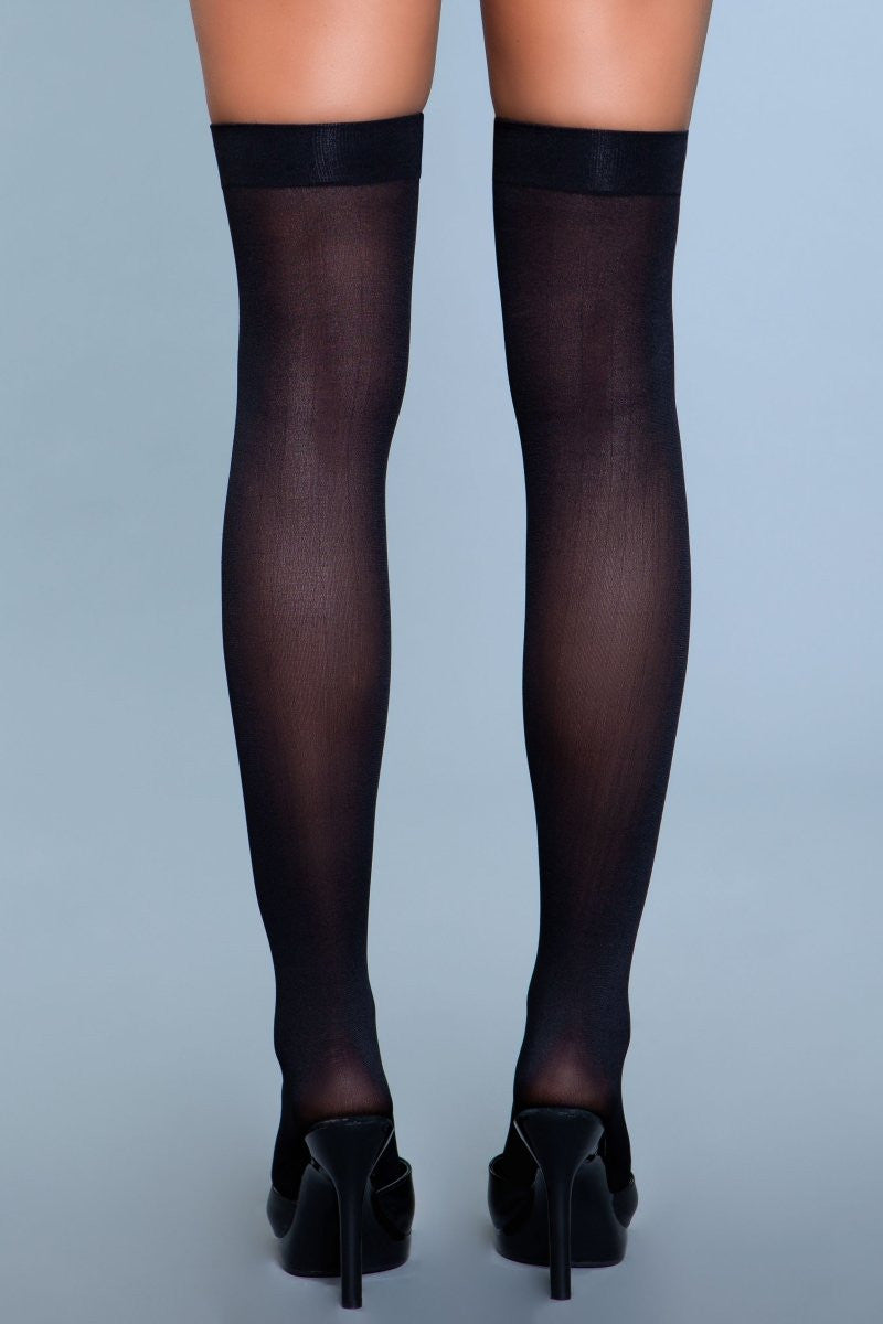 Opaque Nylon Thigh Highs Black