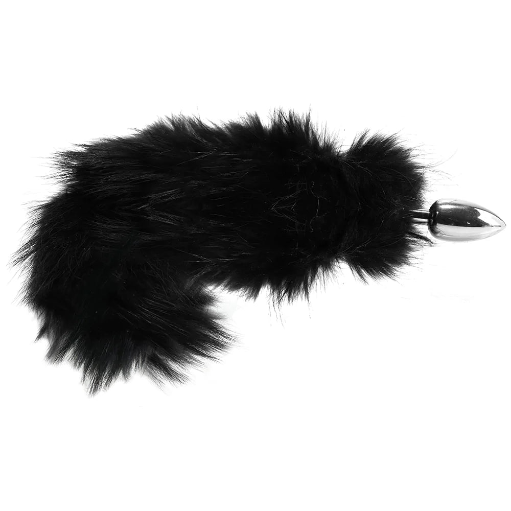 Stainless Steel Butt Plug with Fur Tail in M