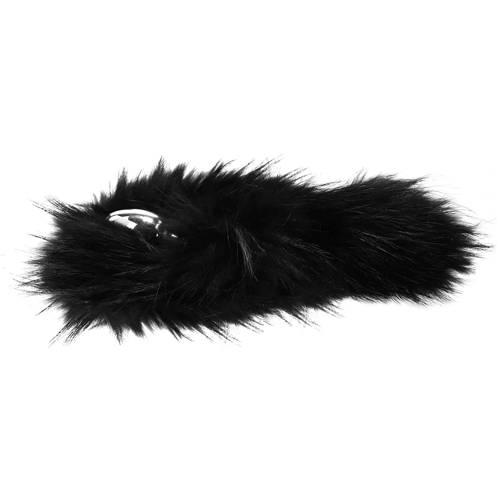 Stainless Steel Butt Plug with Fur Tail in M